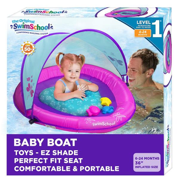 Imagem de Baby Pool Float SwimSchool Deluxe com dossel de 6 a 24 meses