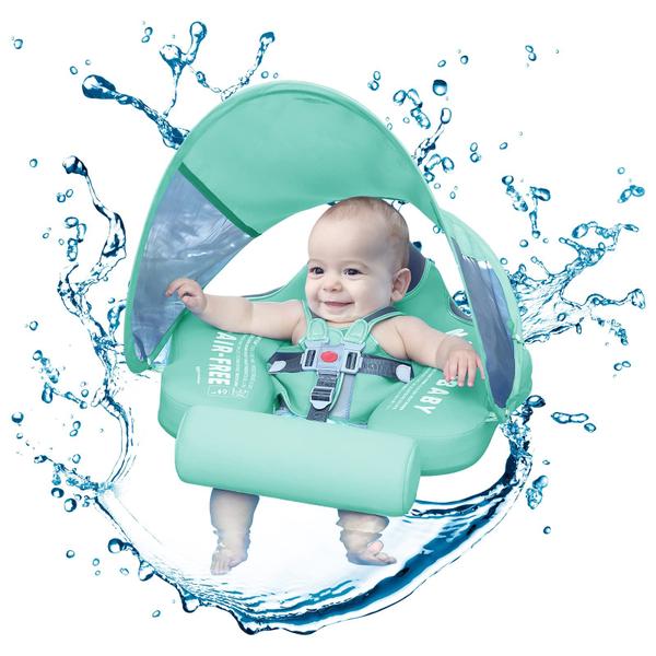 Imagem de Baby Swim Float Mambobaby com dossel e cauda de 3 a 24 meses, verde