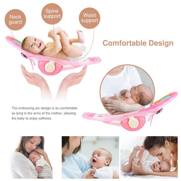 Imagem de Baby Swing AiBeeYou Portable com 6 movimentos, música e brinquedos rosa