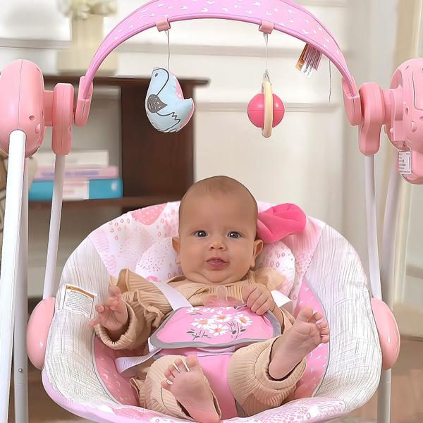 Imagem de Baby Swing AskCat elétrico portátil de 5 velocidades com música rosa