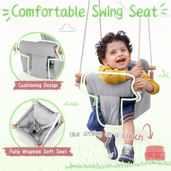 Imagem de Baby Swing HAPPY PIE PLAY&ADVENTURE em tela cinza de 6 a 36 meses