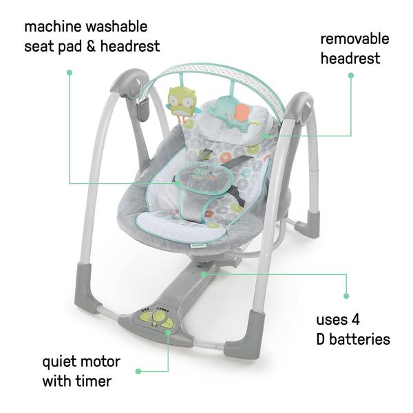 Imagem de Baby Swing Ingenuity Swing 'n Go, portátil dobrável de 5 velocidades