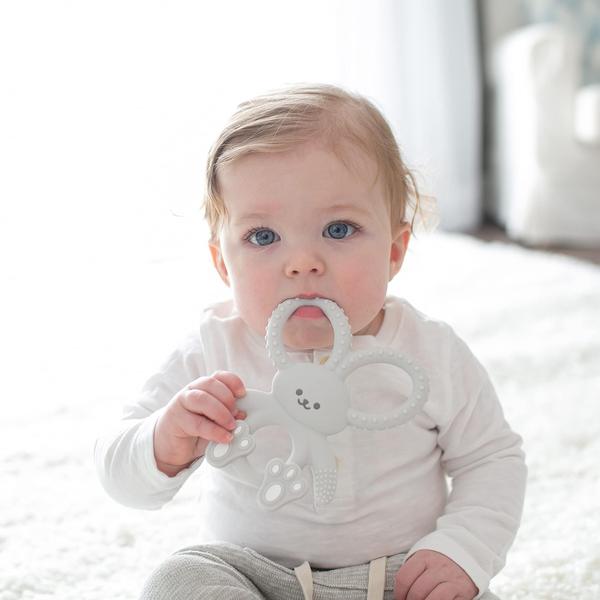 Imagem de Baby Teether Dr. Brown's Flexees Grey Bunny 100% silicone