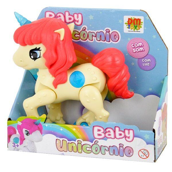 Imagem de Baby Unicornio com Som e LUZ BEGE/CORAL DM TOYS DMT6692