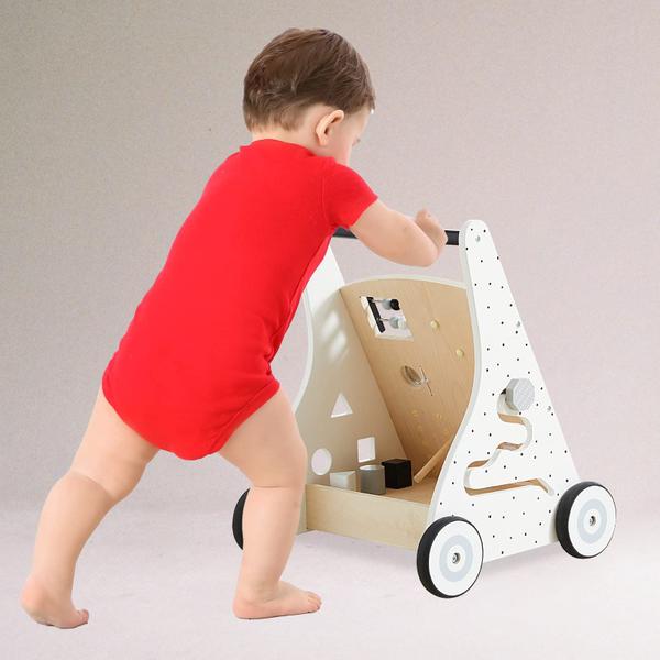 Imagem de Baby Walker de madeira Beright Push Pull com xilofone e espelho