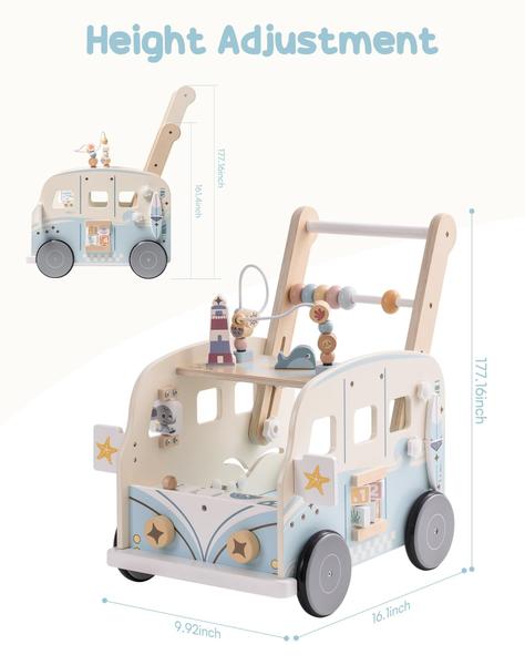 Imagem de Baby Walker ROBOTIME Wooden Baby Push com velocidade ajustável