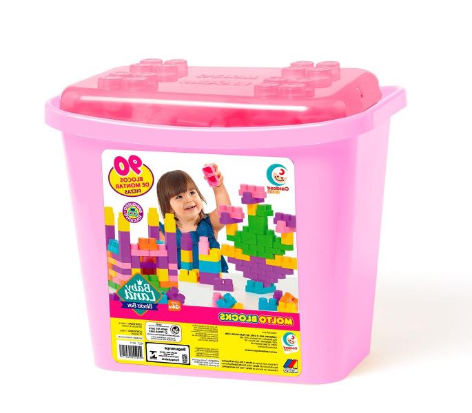 Imagem de Babyland Block 90 Blocos de Montar grandes com Balde Rosa