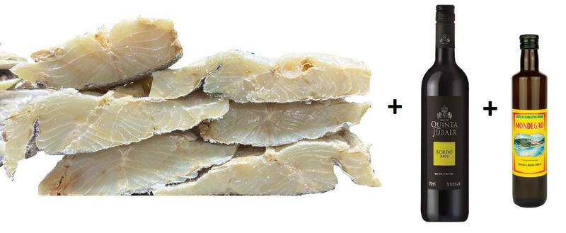 Imagem de Bacalhau Imperial Salgado 1 kilo + Vinho Suave +Azeite 500ml