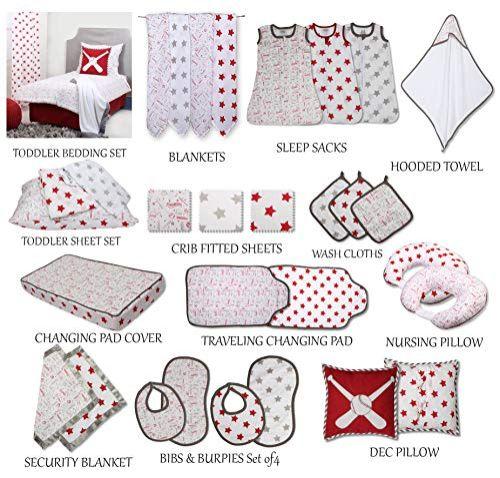 Imagem de Bacati - 4 Pack Esportes Baby Swaddle Cobertores Meninos Swaddle Wrap Soft Breathable Cotton Muslin Swaddle Cobertores Recebendo Cobertor para Meninos, Grande 45 x 45 polegadas (Baseball Vermelho / Cinza)