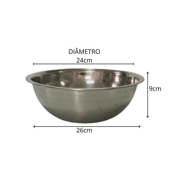 Imagem de Bacia Bowl Multiuso Saladeira em Aço Inox 24 Cm Kehome