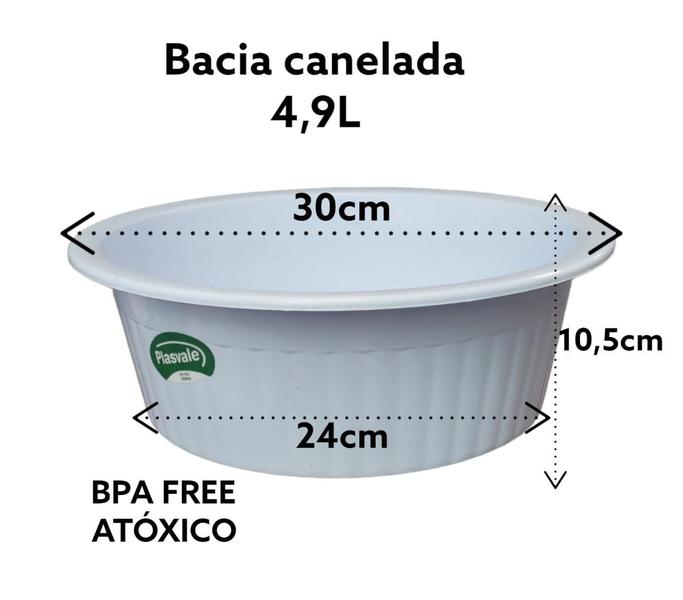 Imagem de BACIA CANELADA REDONDA BRANCA 4,9L 30x10,5x24CM