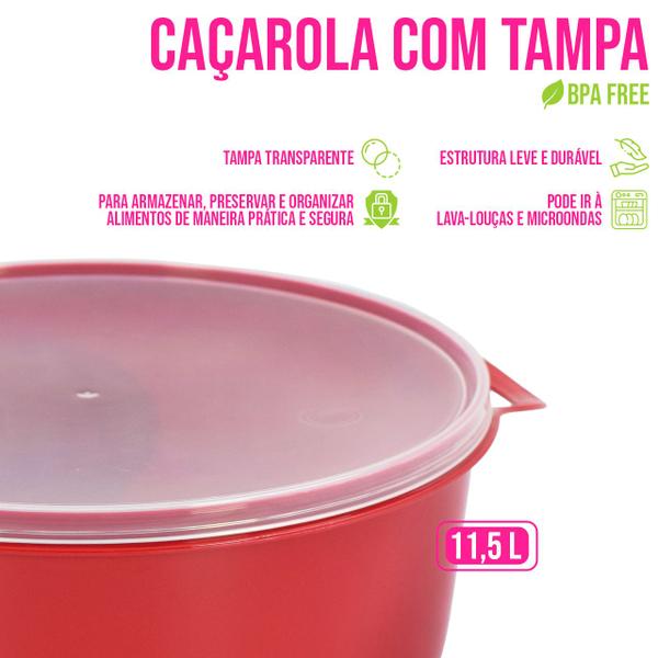 Imagem de Bacia Conteiner 11,5 Litros Alimentos Tampa Pote Salada