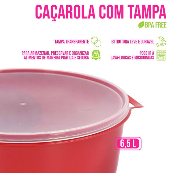 Imagem de Bacia Conteiner 6,5 Litros Alimentos Tampa Churrasco Salada