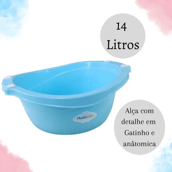 Imagem de Bacia de bebê infantil 14 litros plastibaby rosa azul brancocompegador