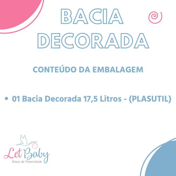 Imagem de Bacia de Bebê Infantil Decorada Ursinho  17,5 Litros PlasUtil Azul e Rosa