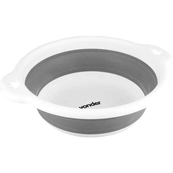 Bacia Dobrável 8 Litros Com Gancho 42,5X12Cm Cinza - Vonder Imagem de Bacia Dobrável 8 Litros Com Gancho 42,5X12Cm Cinza - Vonder