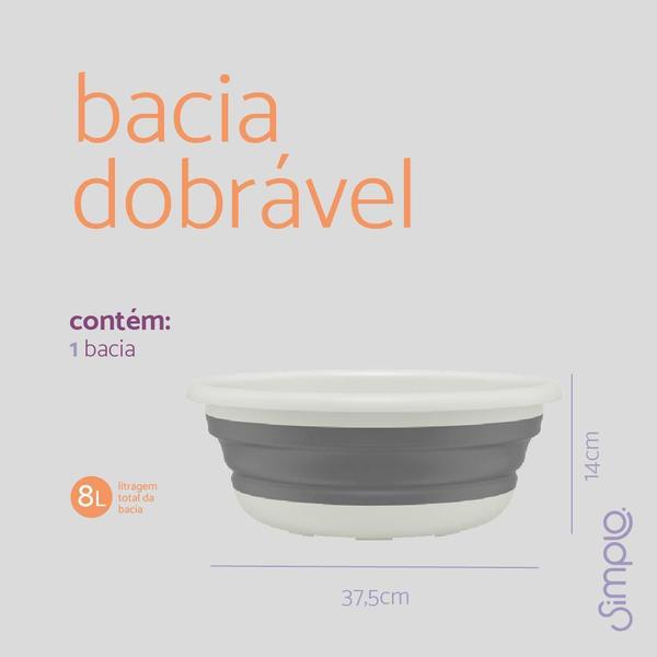 Bacia Dobrável De Plástico 9L - Simplo Imagem de Bacia Dobrável De Plástico 9L - Simplo