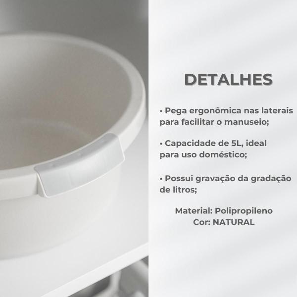 Bacia Flow 5Litros Redonda Multiuso Lavanderia Natural - OU Imagem de Bacia Flow 5Litros Redonda Multiuso Lavanderia Natural