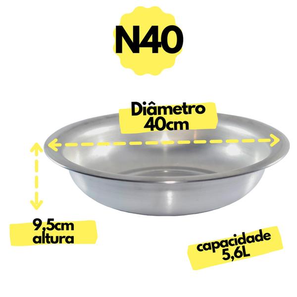 Bacia Multiuso Grande N 40 cm Redonda em Aluminio Banho PET - Global Alumínio Imagem de Bacia Multiuso Grande N 40 cm Redonda em Aluminio Banho PET