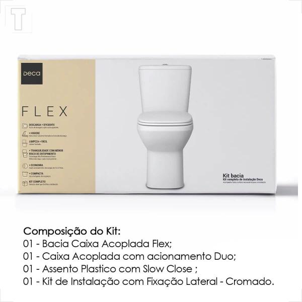 Imagem de Bacia sanitaria deca flex com caixa acoplada branco gelo kp.380.17 + kit instalacao + assento