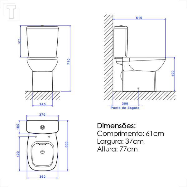 Imagem de Bacia sanitaria deca flex com caixa acoplada branco gelo kp.380.17 + kit instalacao + assento