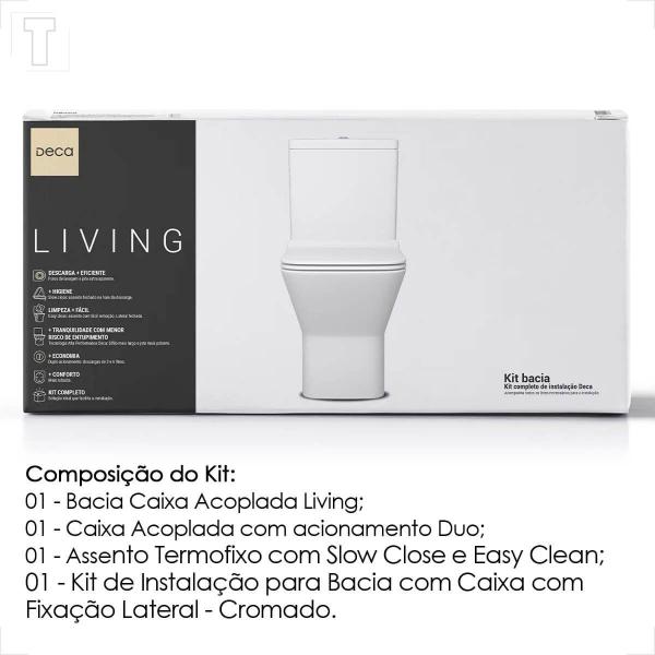 Imagem de Bacia sanitaria deca living com caixa acoplada branco gelo kp.340.17 + kit instalacao + assento