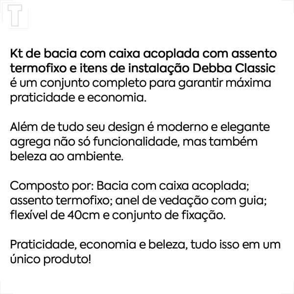 Imagem de Bacia sanitaria roca debba classic com caixa acoplada branca + kit instalacao + assento termofixo