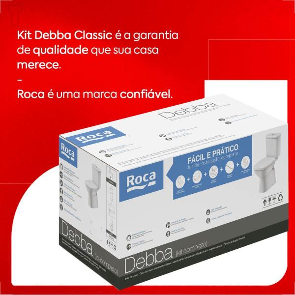 Imagem de Bacia sanitaria roca debba classic com caixa acoplada branca + kit instalacao + assento