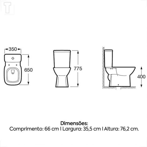 Imagem de Bacia sanitaria roca debba classic com caixa acoplada branca + kit instalacao + assento