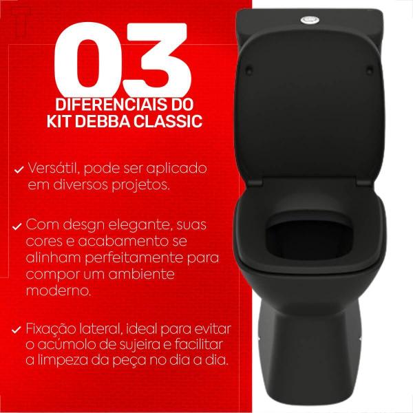 Imagem de Bacia sanitaria roca debba classic com caixa acoplada matte black + kit instalacao + assento termofixo