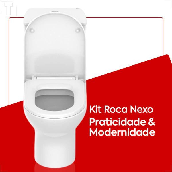 Imagem de Bacia sanitaria roca nexo com caixa acoplada branca + kit instalacao + assento pp