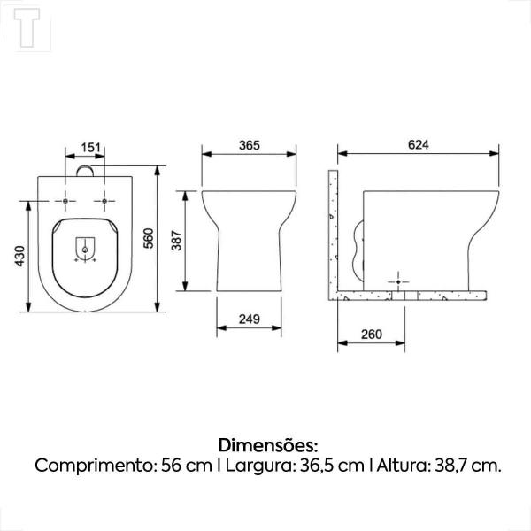 Imagem de Bacia sanitaria roca nexo convencional branco + kit instalacao + assento termofixo