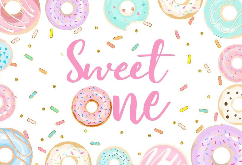 Imagem de Backdrop Avezano Sweet Donut Birthday Party 2,1x1,5 m de algodão