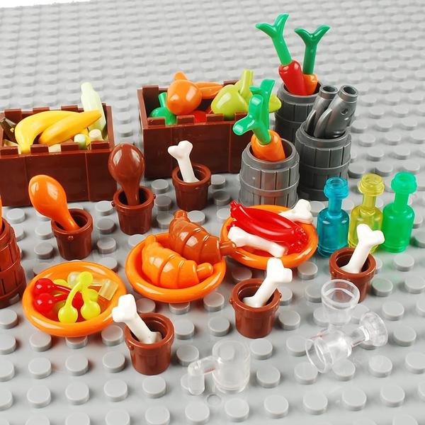 Imagem de BAENRCY 280pcs Alimentos Blocos de Construção Cozinha Sencery Acessórios Food Set Building Bricks Kit DIY Building Set Compatível Todas as Principais Marcas