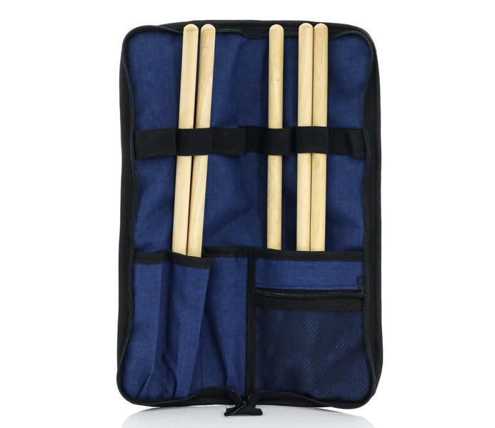 Imagem de Bag de Baquetas Batera Clube BC The Jeans Azul com divisórias, bolso interno e alça de ombro