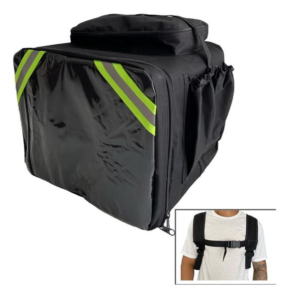 Imagem de Bag Motoboy Delivery 45 Litros Térmica Preto Mochila Impermeável Entrega