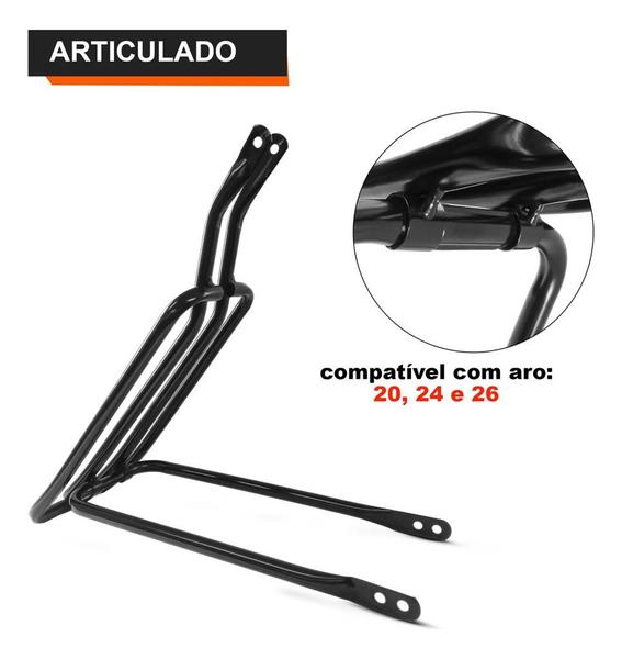 Imagem de Bagageiro Articulado Bicicleta Aro 20 24 26 Garupa Bike Reto