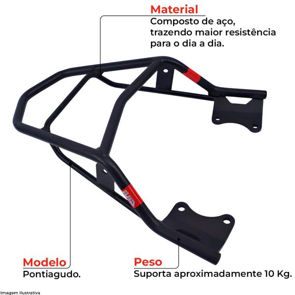 Imagem de Bagageiro Bau Moto Suporte Bauleto Superior Fz25 Fazer 250 2005 A 2017 Preto Givi