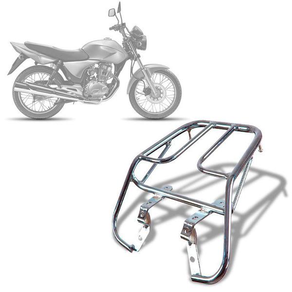 Imagem de Bagageiro Churrasqueira Moto Honda Titan 125 1995 1996 1997 1998 1999 Aço Pro Tork Preto Cromado