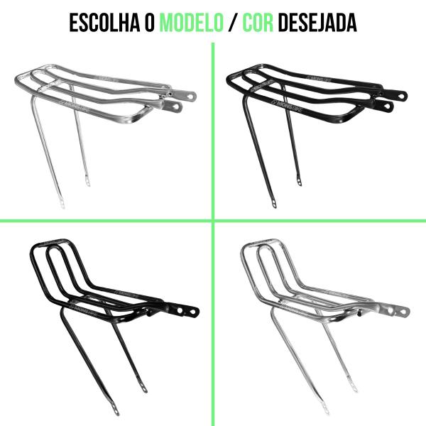 Imagem de Bagageiro Garupa Bike Bicicleta Aro 24 À 26 Aço Tubular Articulável Cromado Preto