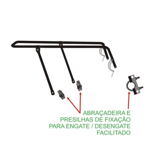 Imagem de Bagageiro Haste Articulavel Kalf Flex Aro 26 A 29 Suporta 70 Kg Fixação Transporte Carga Bike Bicicleta Freio Disco