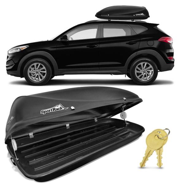 Bagageiro Maleiro De Teto Sport Rack Conquest Hyundai New Tucson 2017 E 2018 50KG 450L Preto Imagem de Bagageiro Maleiro De Teto Sport Rack Conquest Hyundai New Tucson 2017 E 2018 50KG 450L Preto
