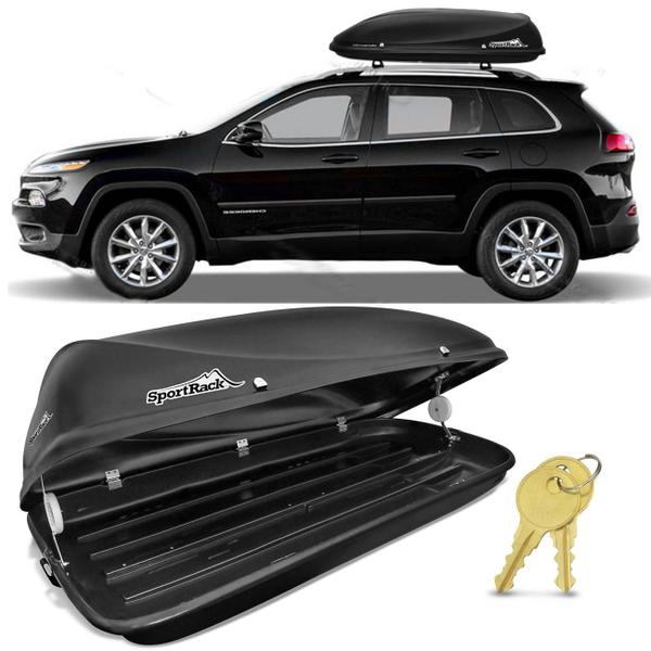 Bagageiro Maleiro De Teto Sport Rack Conquest Jeep Cherokee 2002 A 2018 50KG 450 Litros Preto Imagem de Bagageiro Maleiro De Teto Sport Rack Conquest Jeep Cherokee 2002 A 2018 50KG 450 Litros Preto