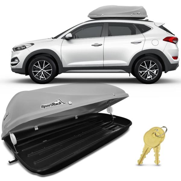 Bagageiro Maleiro De Teto Sport Rack Conquest New Tucson 2017 2018 50KG 450 Litros Cinza Preto Imagem de Bagageiro Maleiro De Teto Sport Rack Conquest New Tucson 2017 2018 50KG 450 Litros Cinza Preto
