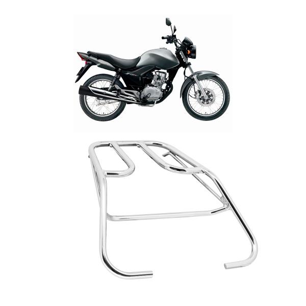 Imagem de Bagageiro Moto Cromado Para Moto Fan 125 150 2009 Titan 150 2009 Pro Tork + Bau Bauleto 28L