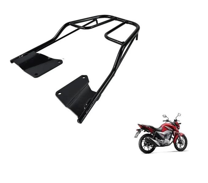 Imagem de Bagageiro Suporte Bau Bauleto Preto Honda Cg Titan Fan Start Cargo Ks Es Esd Ex 160 2014 2015 2016 2017 2018 2019 2020