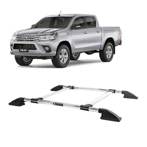 Bagageiro Teto Hilux 2018 2019 2020 2021 2022 Cromado Colado - CCF Imagem de Bagageiro Teto Hilux 2018 2019 2020 2021 2022 Cromado Colado