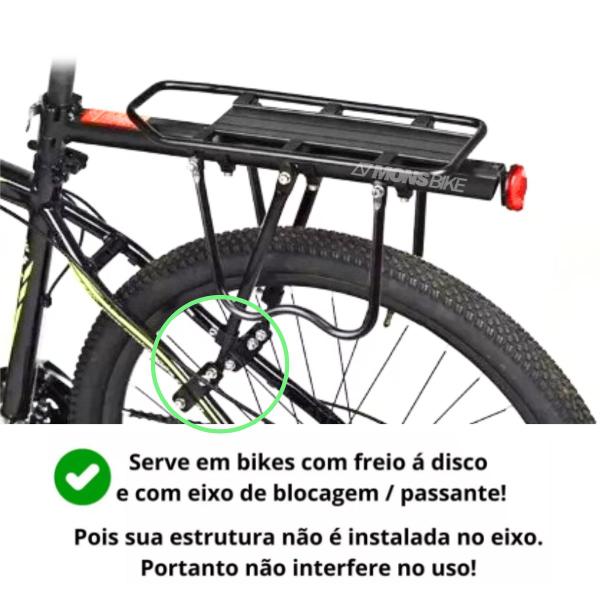 Imagem de Bagageiro Traseiro Alumínio Reforçado Regulável Aro 26 À 29 Garupa Bike Bicicleta