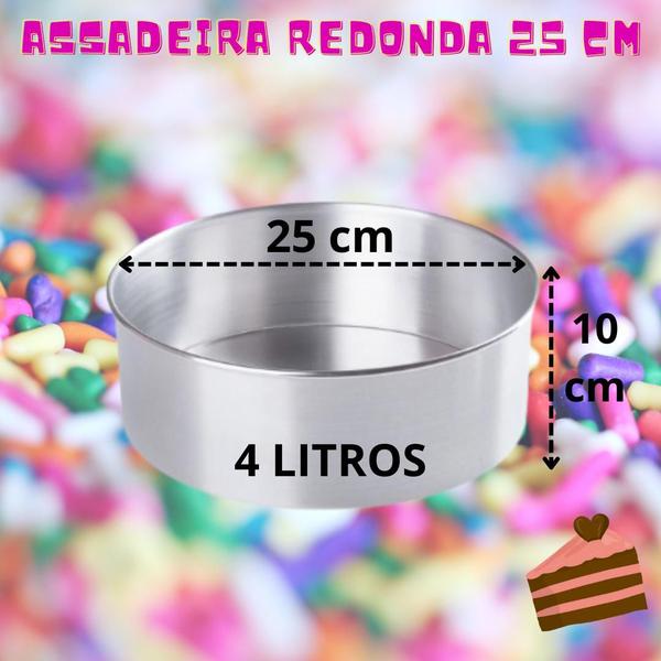 Imagem de Bailarina Giratória 30 cm Para Confeitar Bolos Alumínio Tiffany   Forma Redonda Reta 25 cm N4