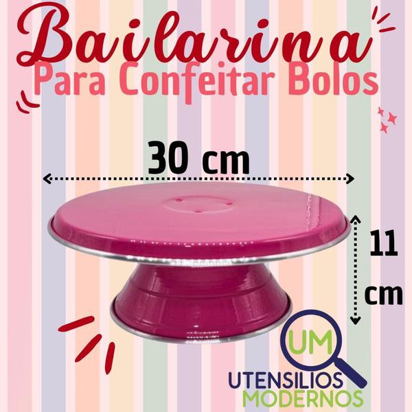 Imagem de Bailarina Giratória de Confeitar Bolo N30 Rosa Pink - Aluminio AMJ